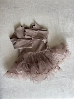 Mauve Tulle Ballet Dress for Girls - Long Sleeve Dance Costume